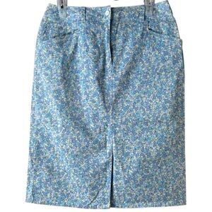 Vintage Talbots Blue Flower Midi Skirt Size 10